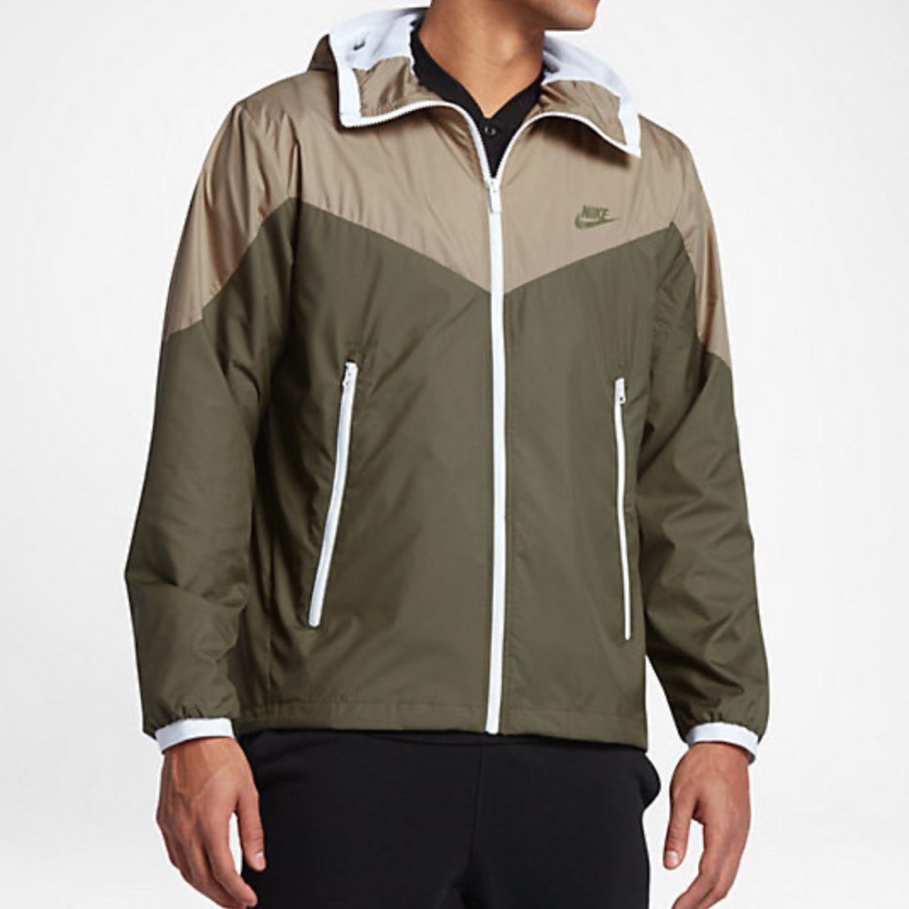 Nike Men's Olive and Cream Windbreaker Jacket